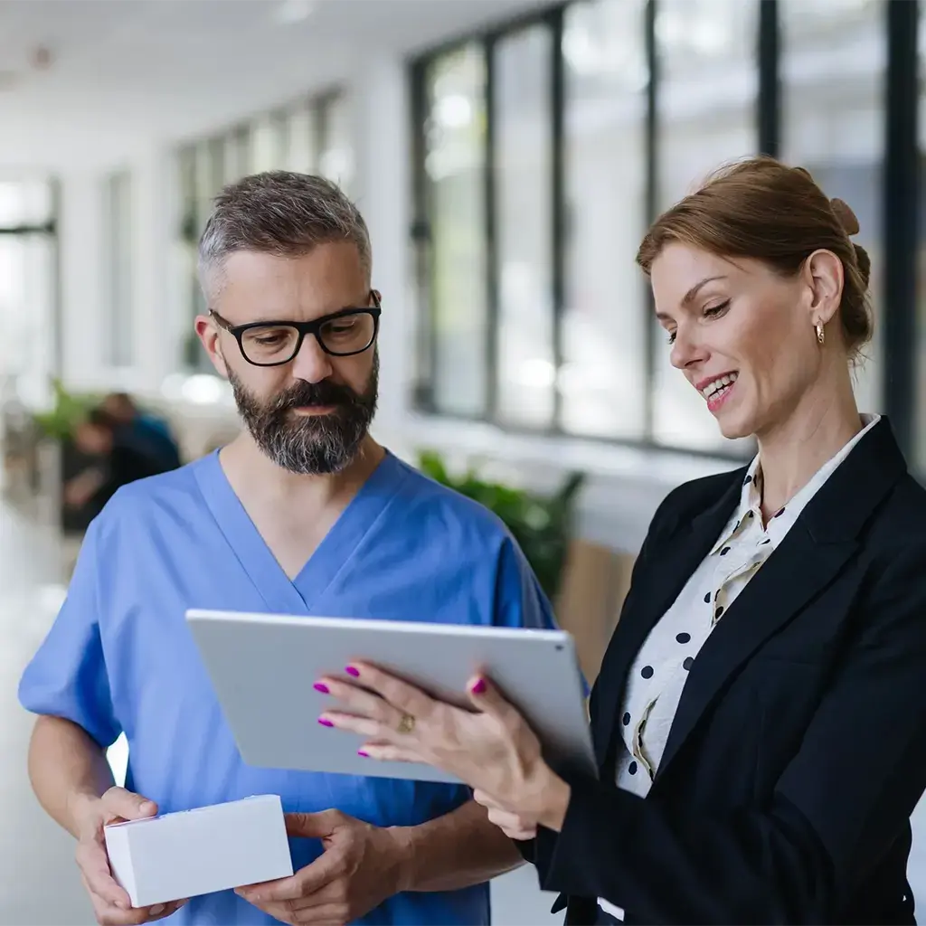 Medical professionals discussing patient care